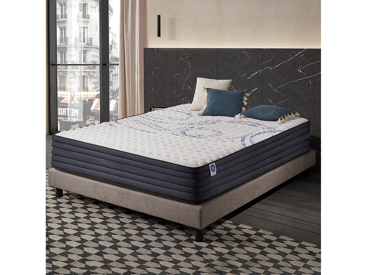 Matelas Perfectsleep 140x200 cm - Mousse HR - Accueil Blue Latex - Très épais 32 cm, Mémoire de forme, Confortable, Face été, hiver - Antibactérien