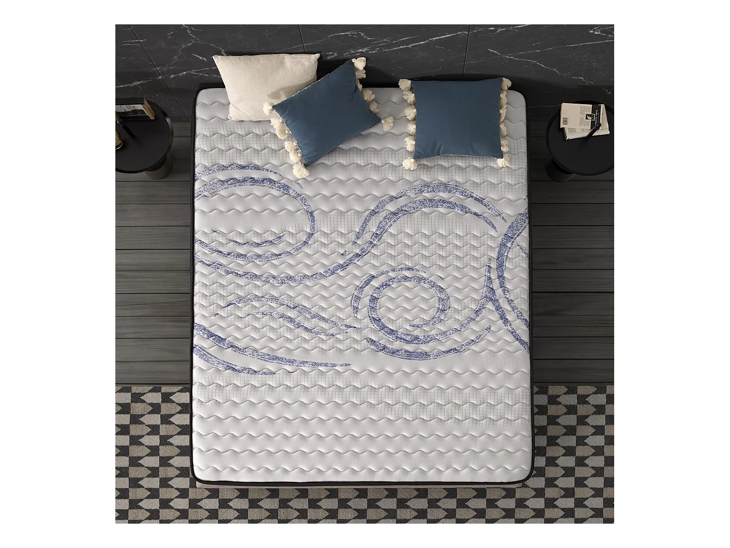 Matelas Perfectsleep 135x190 cm - Mousse HR - Accueil Blue Latex - Très épais 32 cm, Mémoire de forme, Confortable, Face été, hiver - Antibactérien