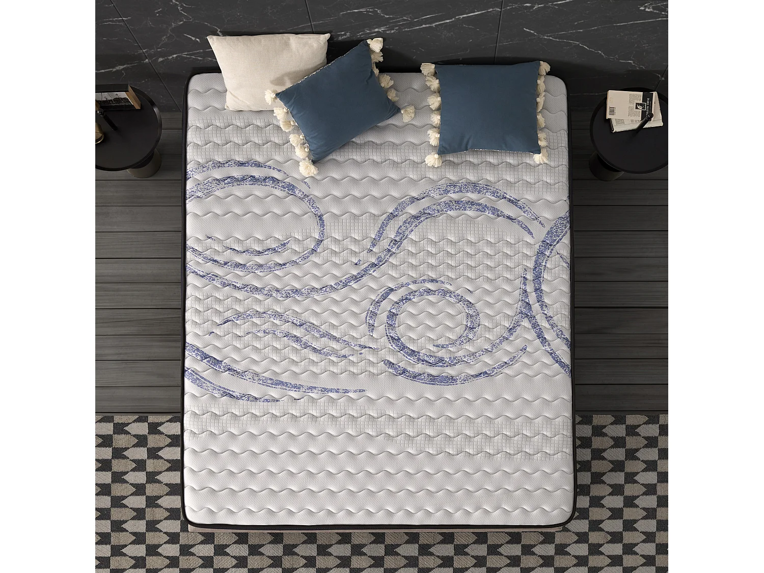 Matelas Perfectsleep 150x200 cm - Mousse HR - Accueil Blue Latex - Très épais 32 cm, Mémoire de forme, Confortable, Face été, hiver - Antibactérien