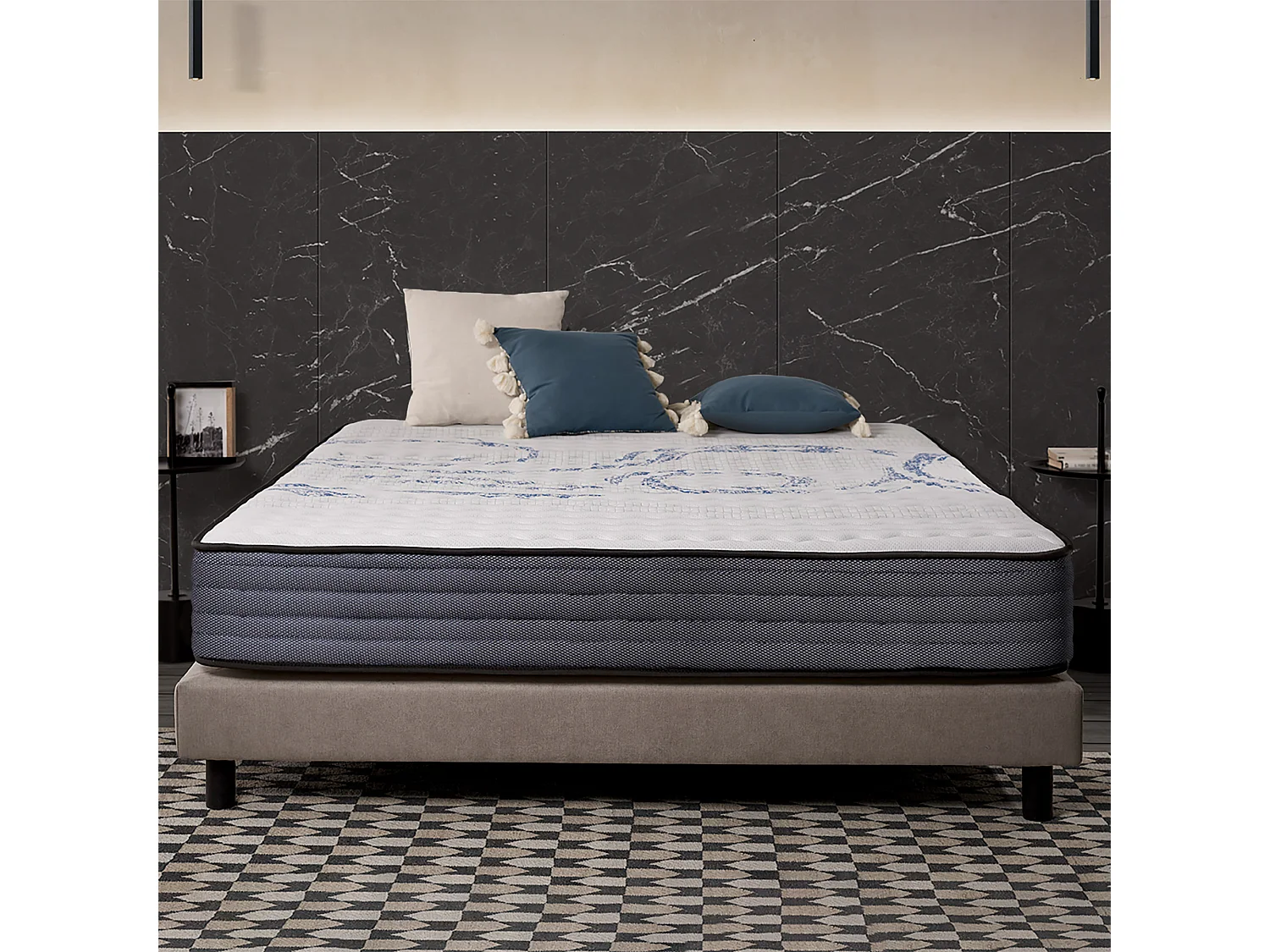 Matelas Perfectsleep 90x190 cm - Mousse HR - Accueil Blue Latex - Très épais 24 cm, Mémoire de forme, Confortable, Face été, hiver - Antibactérien