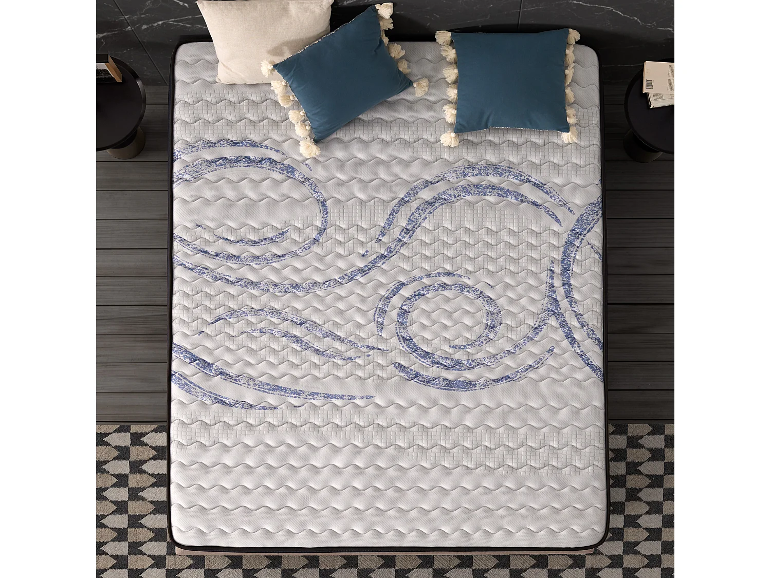 Matelas Perfectsleep 140x200 cm - Mousse HR - Accueil Blue Latex - Très épais 24 cm, Mémoire de forme, Confortable, Face été, hiver - Antibactérien