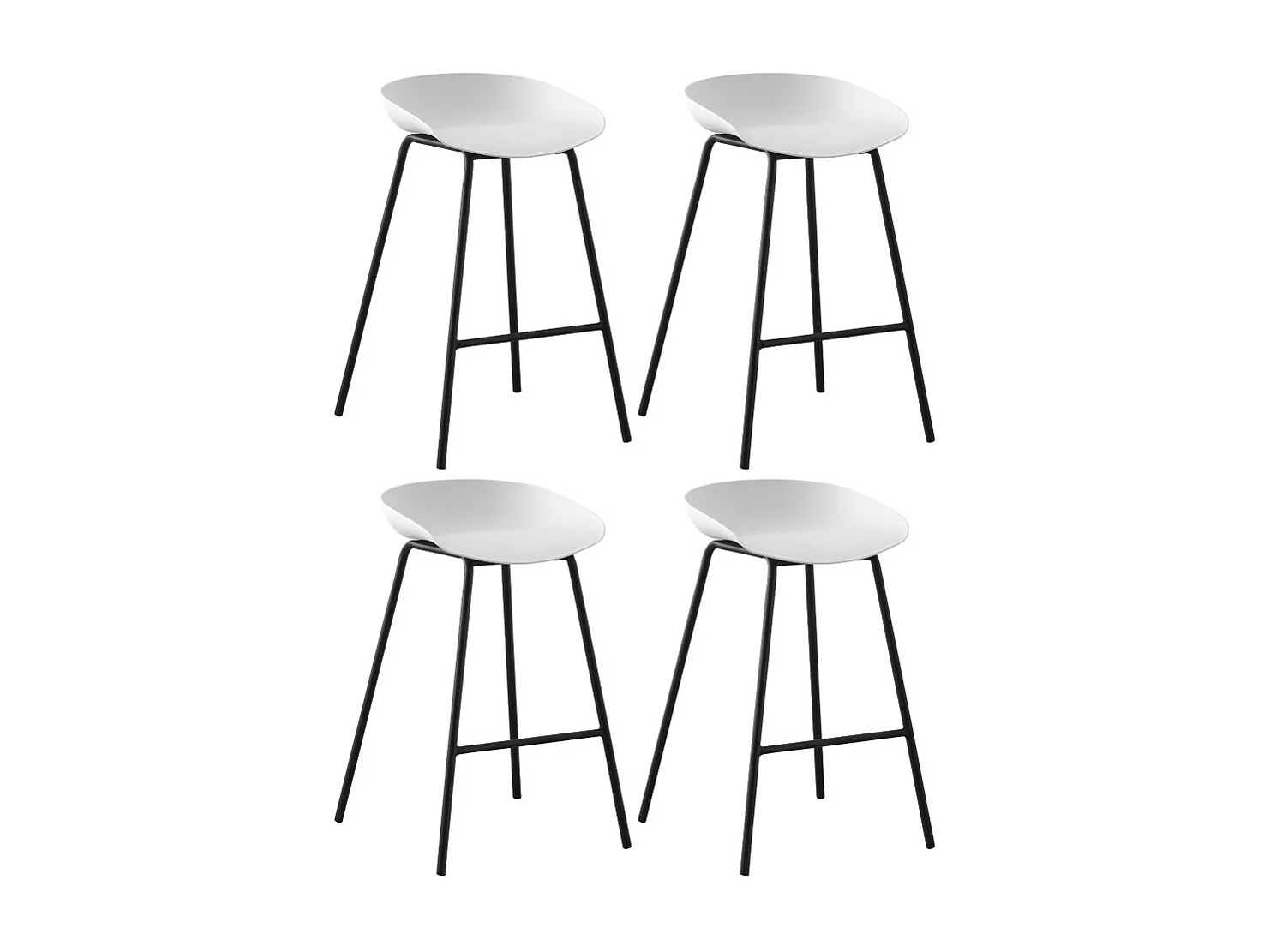 Lot de 4 tabourets de bar - polypropylène - gris - BONITA