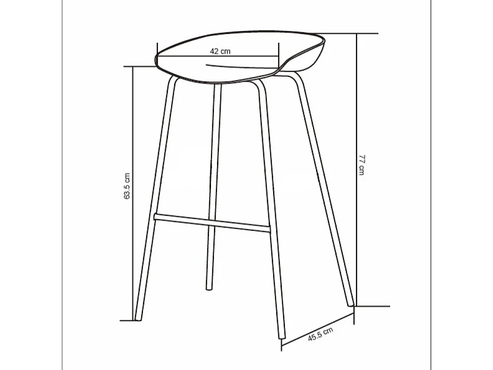 Lot de 4 tabourets de bar - polypropylène - gris - BONITA