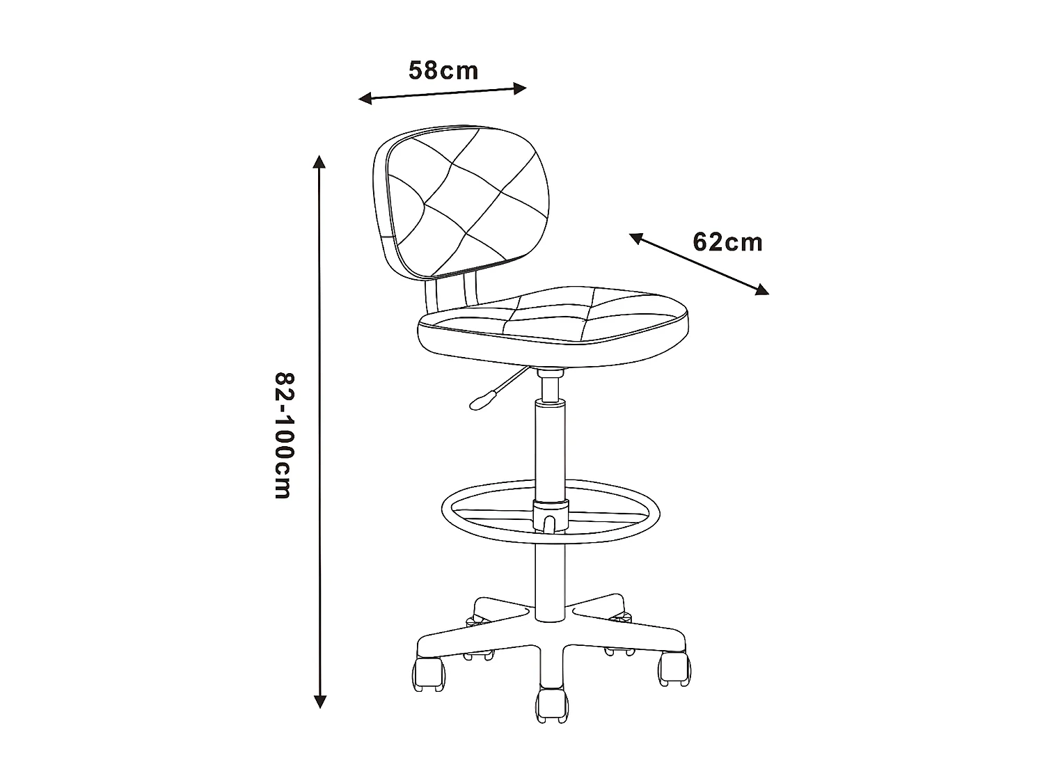 Tabouret de bar - simili cuir - noir - ZONE