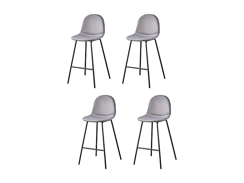 Zestaw 4 krzeseł barowych - czarny metal i tkanina - szary - LONDO