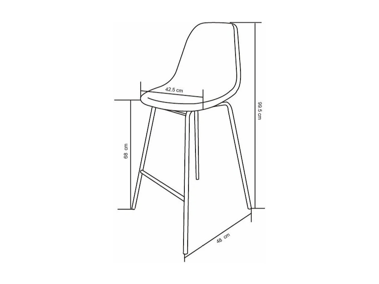Barhocker 4er-set - schwarzes Metall & Stoff - grau - LONDO