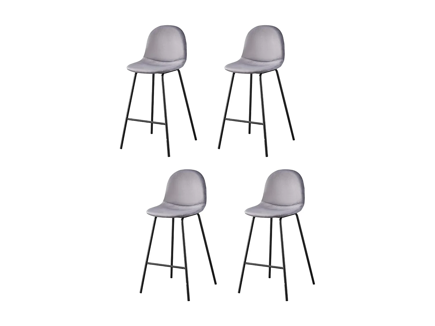 Set di 4 sgabelli da bar - metallo nero e tessuto - grigio - LONDO