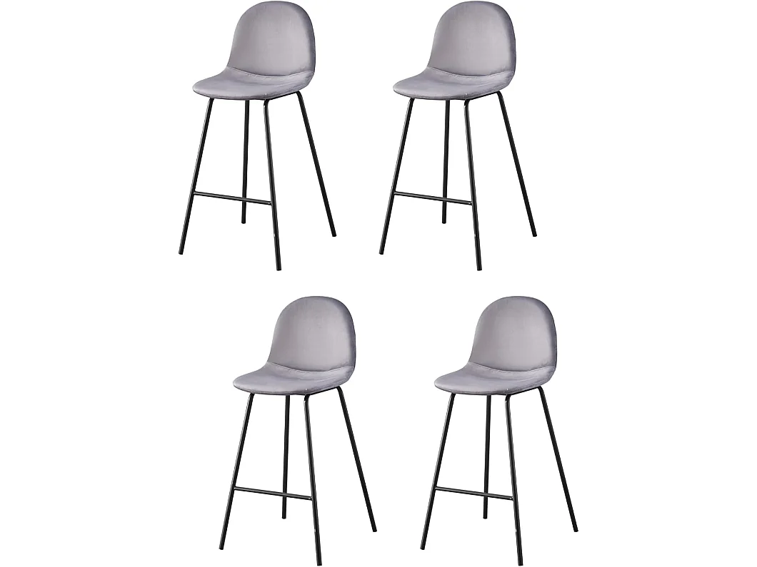 Set di 4 sgabelli da bar - metallo nero e tessuto - grigio - LONDO
