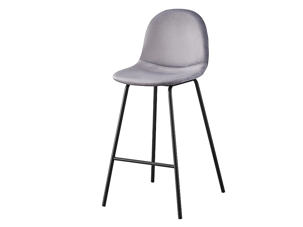 Set di 4 sgabelli da bar - metallo nero e tessuto - grigio - LONDO