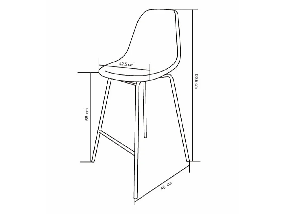 Set di 4 sgabelli da bar - metallo nero e tessuto - grigio - LONDO