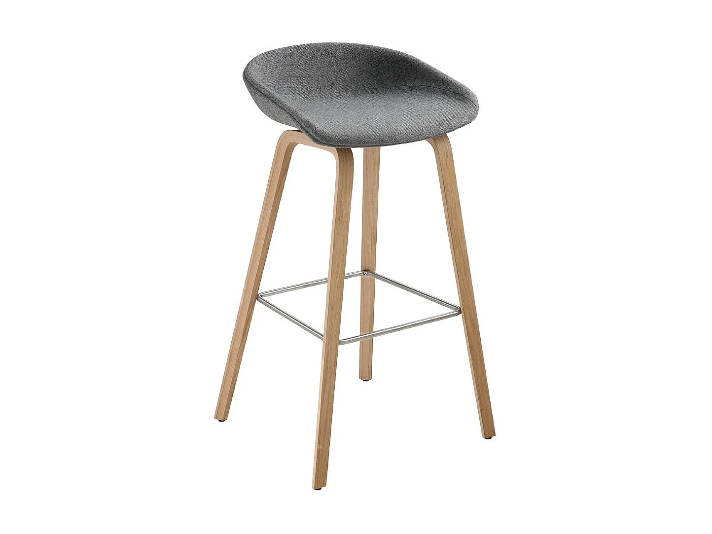 Tabouret de bar - tissu et pieds en hêtre - gris - DENONA