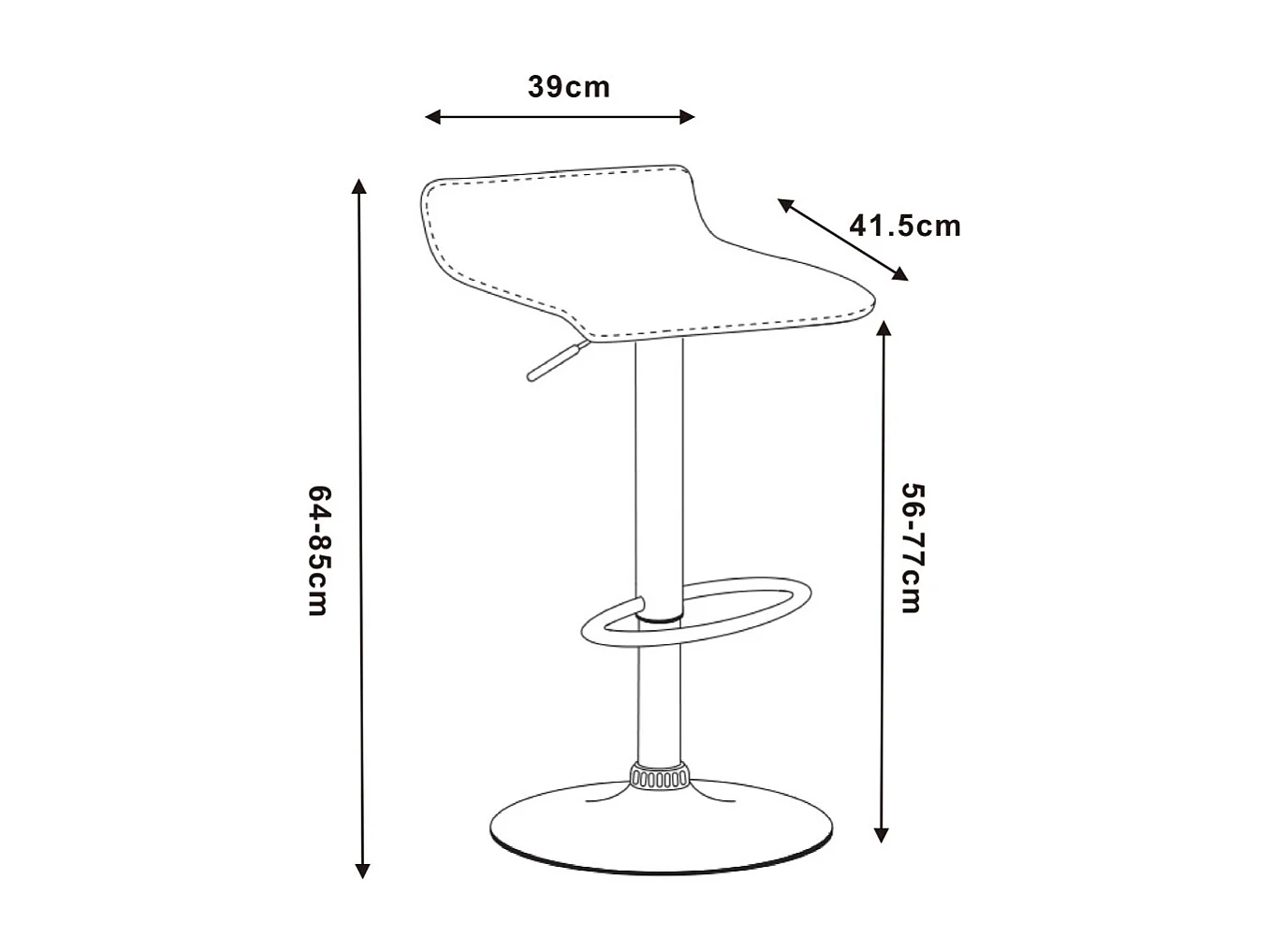 Tabouret de bar réglable en hauteur - simili cuir - gris - BILLOW