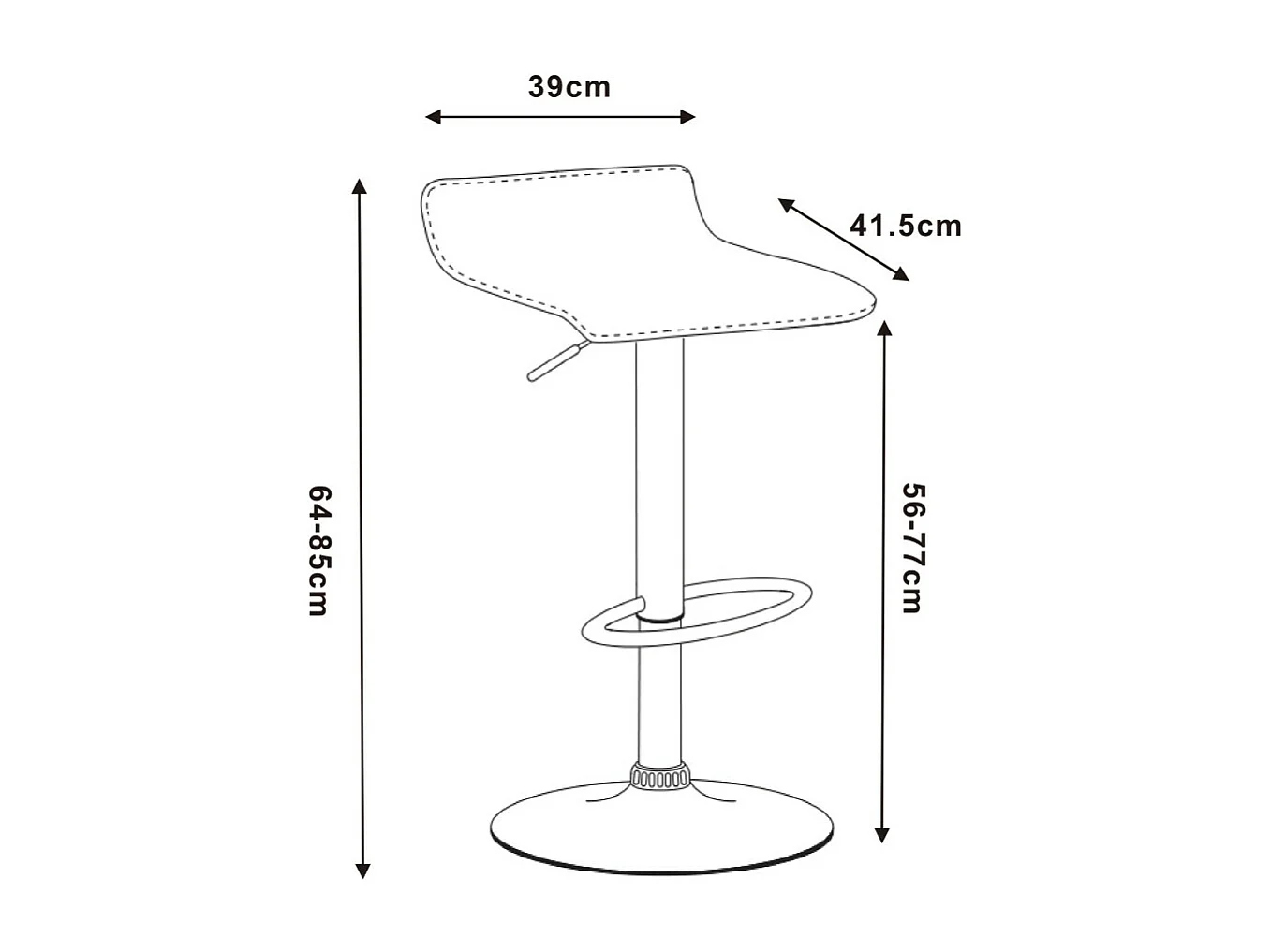 Tabouret de bar réglable en hauteur - simili cuir - gris - BILLOW