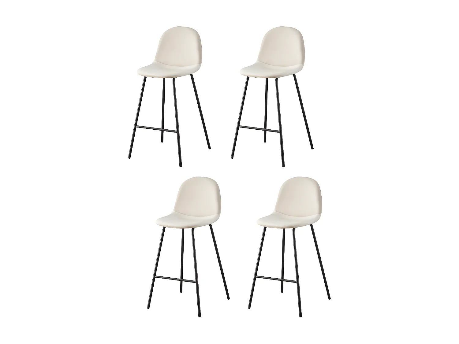 Barhocker 4er-set - schwarzes Metall & Stoff  - beige - LONDO