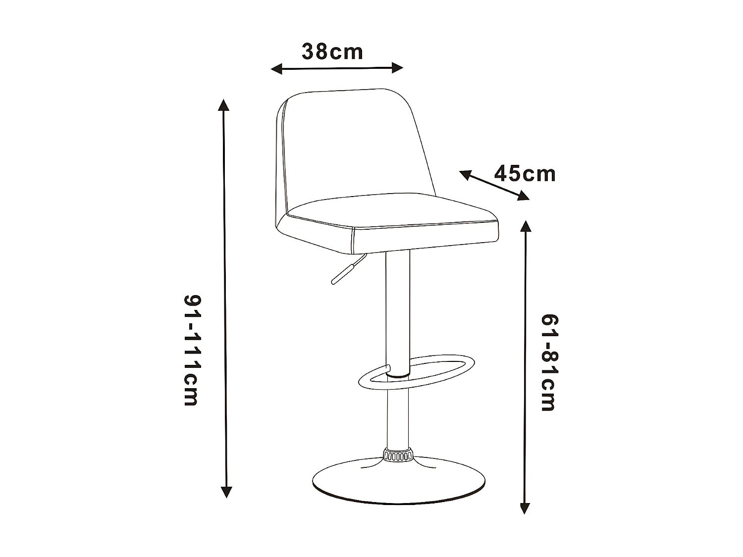 Tabouret de bar réglable en hauteur - tissu - gris - LIND