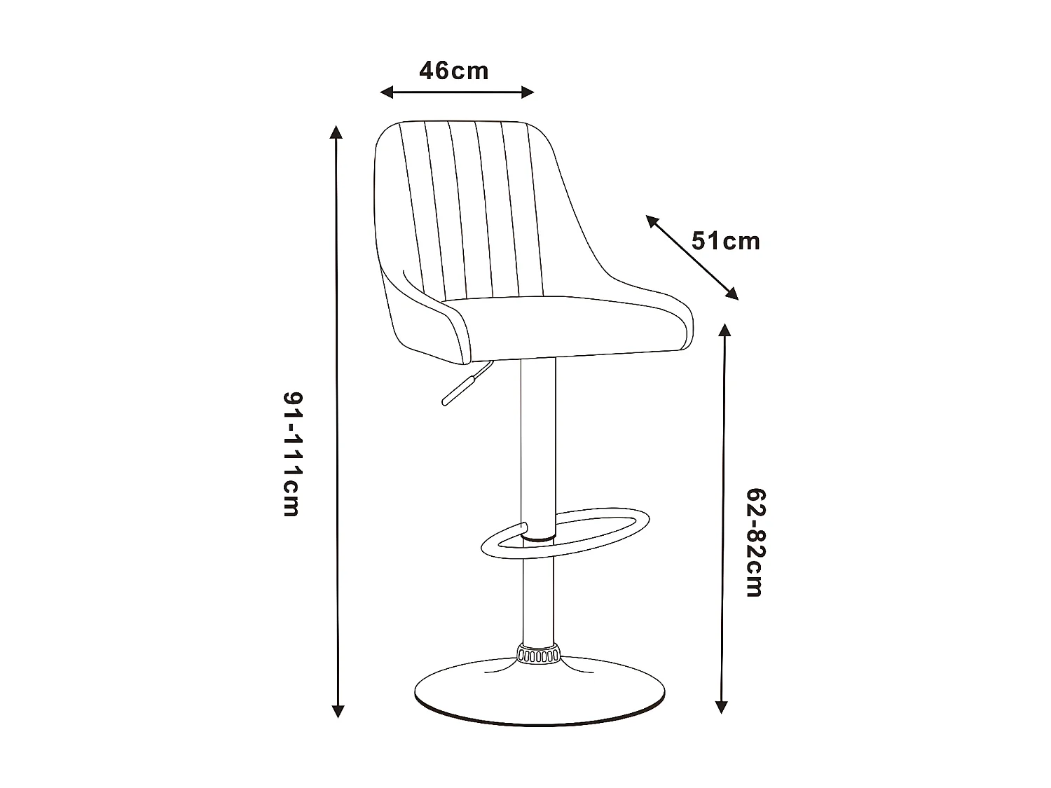 Tabouret de bar réglable en hauteur - tissu - gris - NEDDY