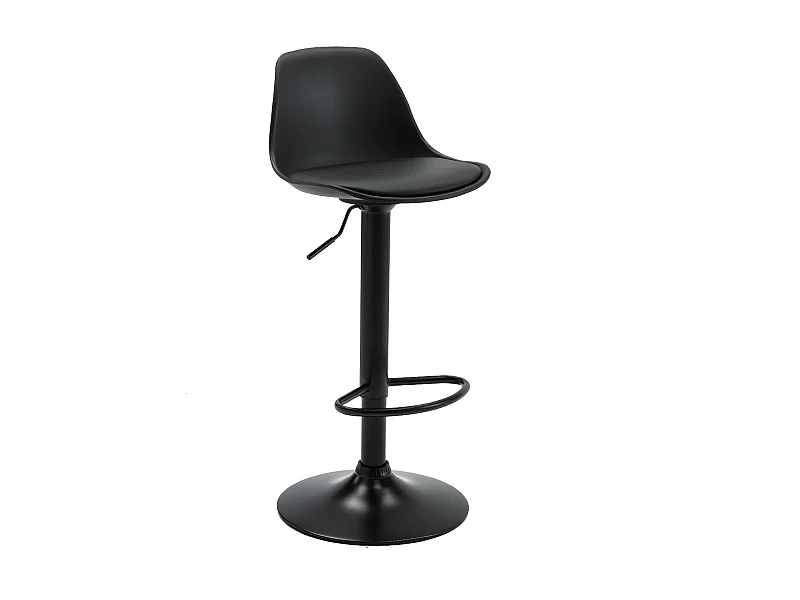 Tabouret de bar réglable en hauteur - simili cuir - noir - TOMMY