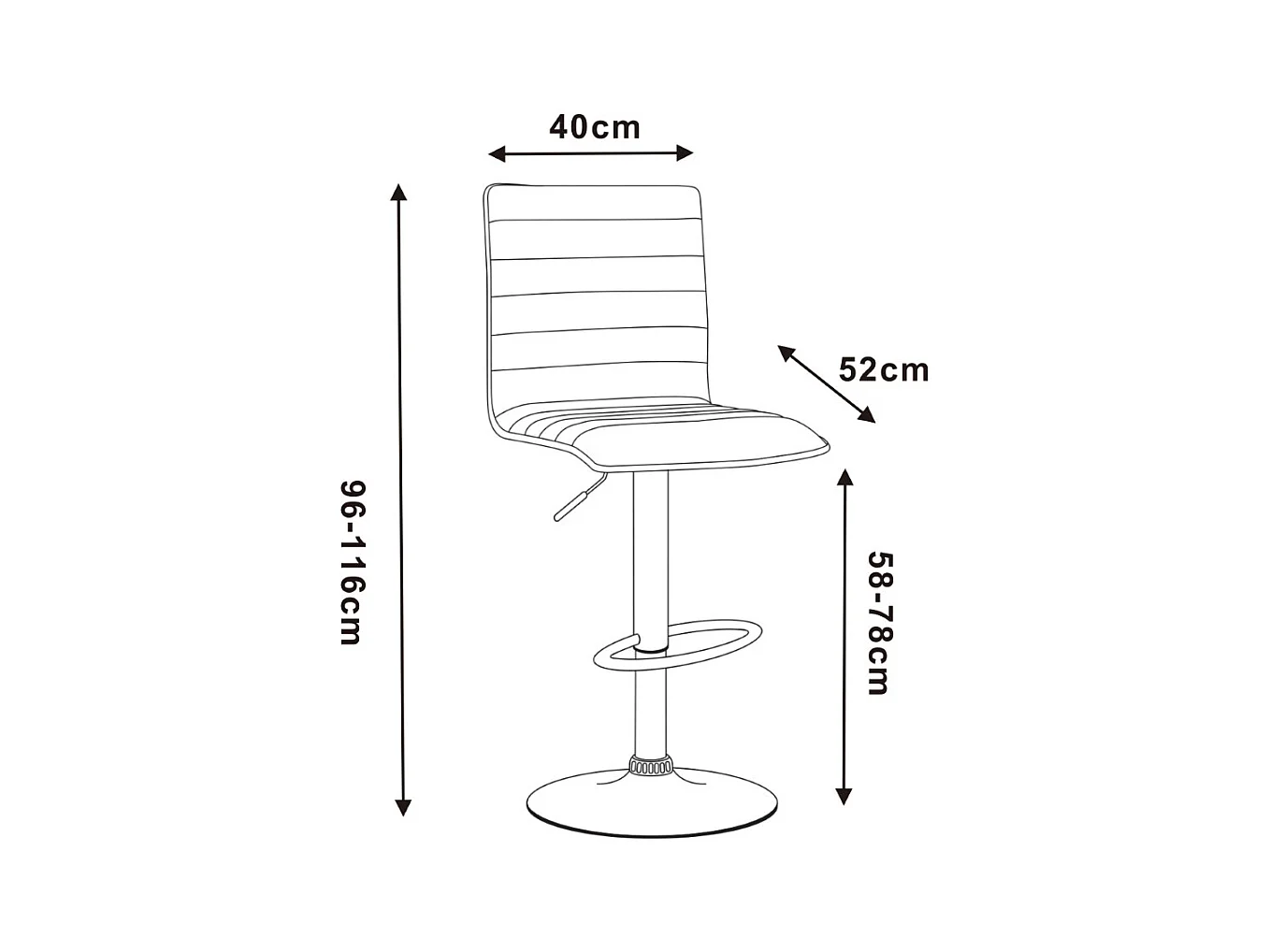 Barstuhl - Künstliches Leder - schwarz - LINITA