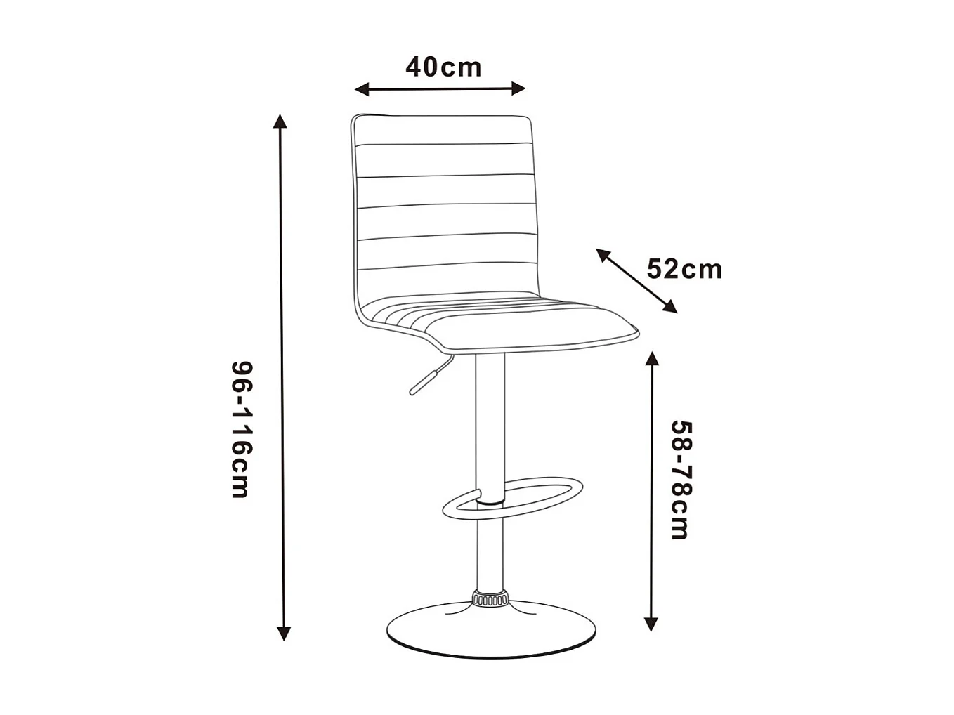 Tabouret de bar - simili cuir - noir - LINOTO