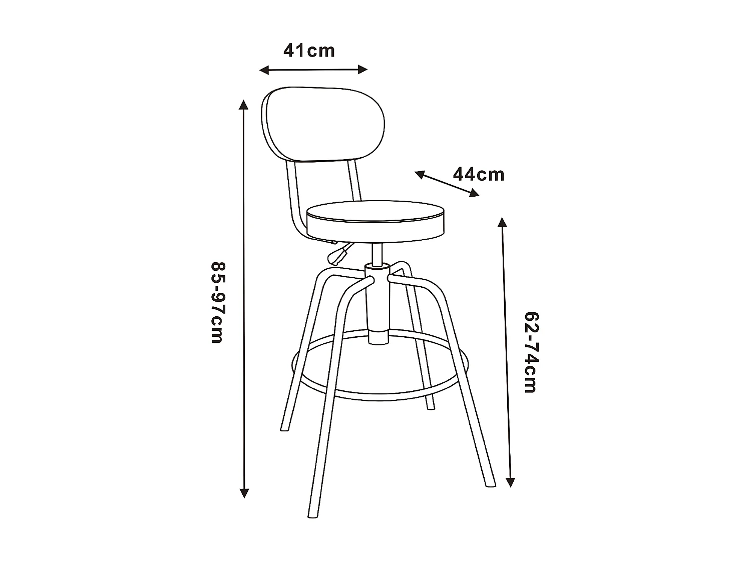Tabouret de bar réglable en hauteur - simili cuir - marron - ESTEJA