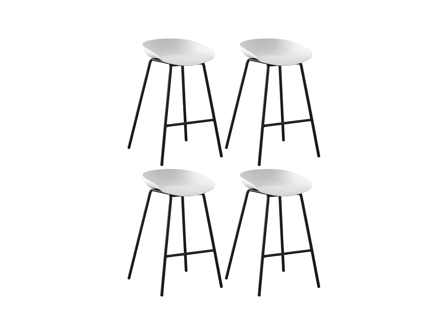Lot de 4 tabourets de bar - polypropylène - noir - BONITA