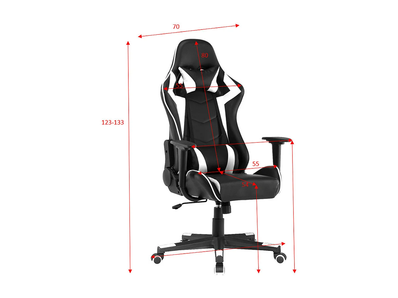 Gamingstuhl höhenverstellbar - Kunstleder - schwarz & weiß - LINE