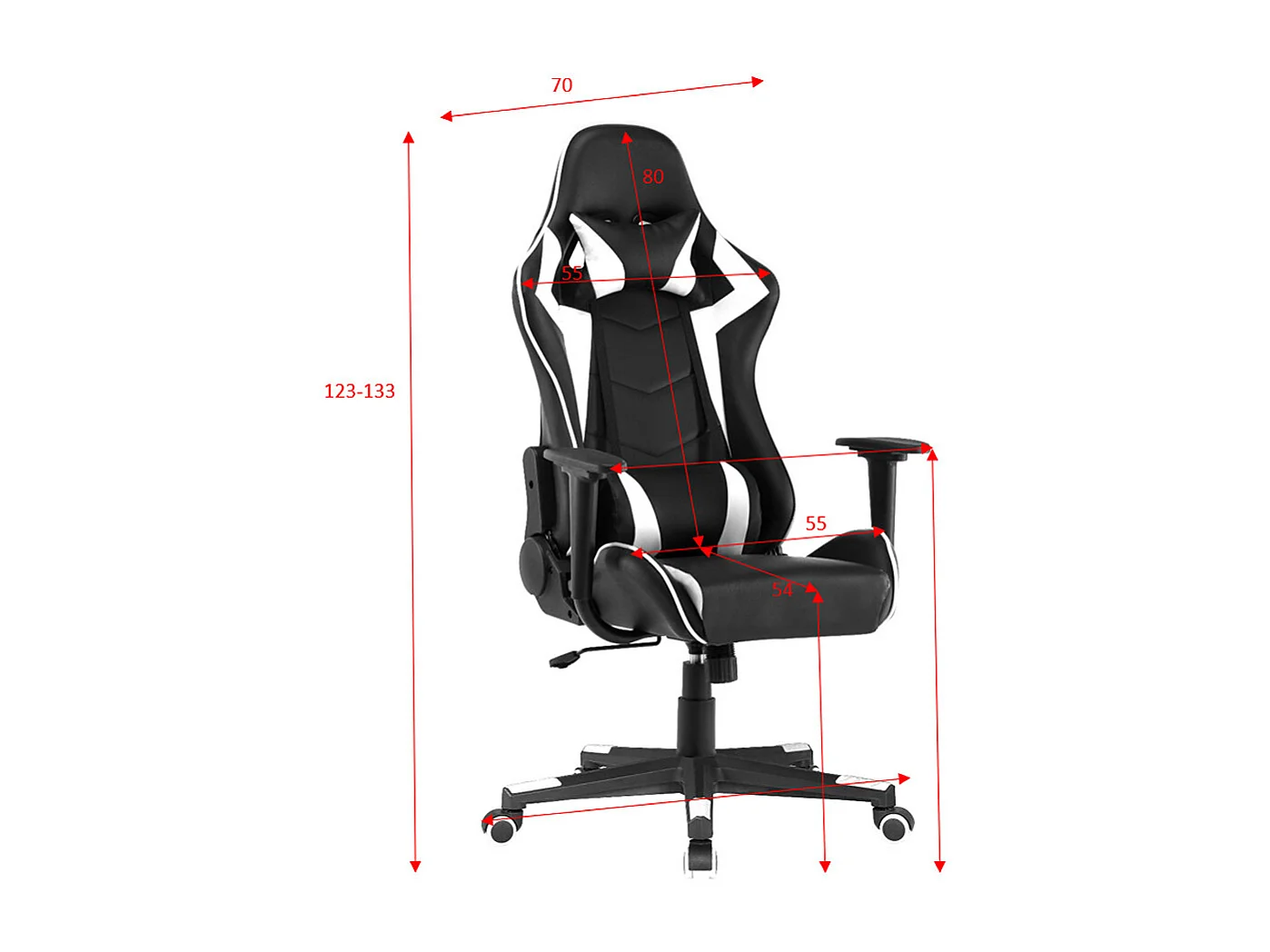 Gamingstuhl höhenverstellbar - Kunstleder - schwarz & rot - LINE