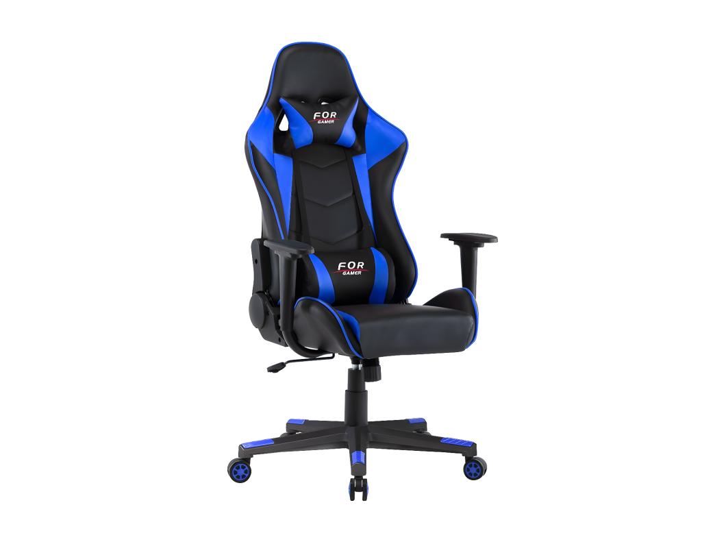 In hoogte verstelbare gamingstoel - kunstleer - zwart & blauw - LINE