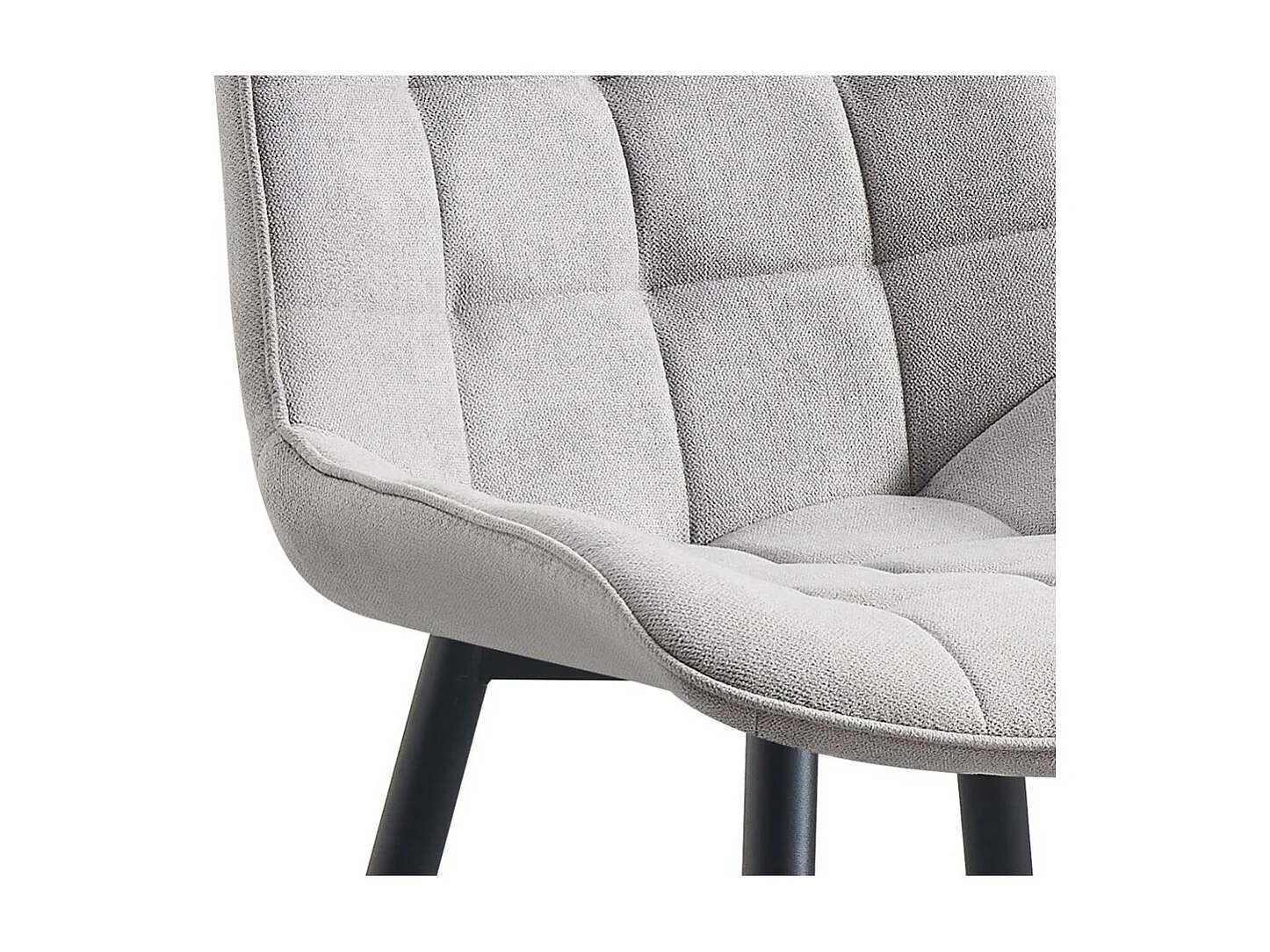 Lot de 4 chaises - tissu et métal noir - gris clair - MARGO