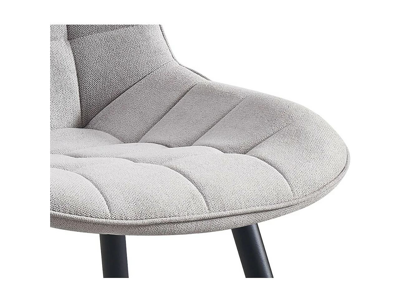Lot de 4 chaises - tissu et métal noir - gris clair - MARGO