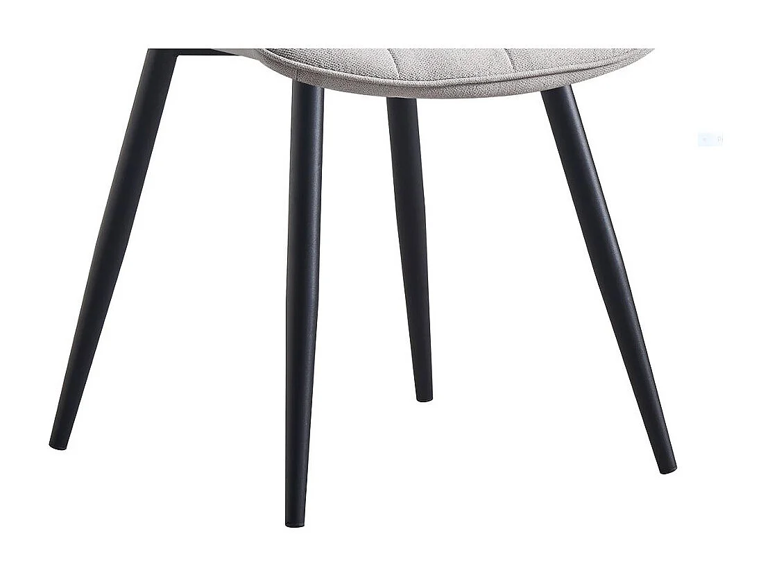 Lot de 4 chaises - tissu et métal noir - gris clair - MARGO