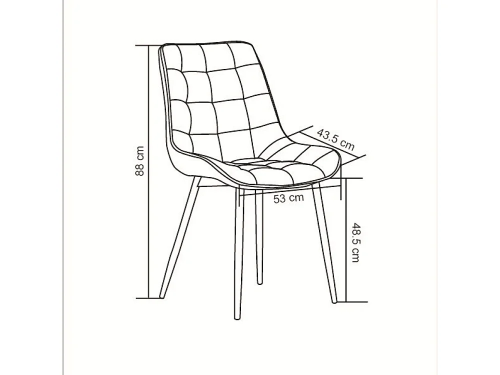 Lot de 4 chaises - tissu et métal noir - gris clair - MARGO