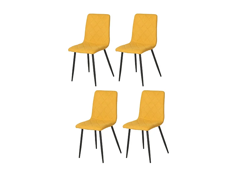 Lot de 4 chaises - tissu et métal noir - gris - DALIA