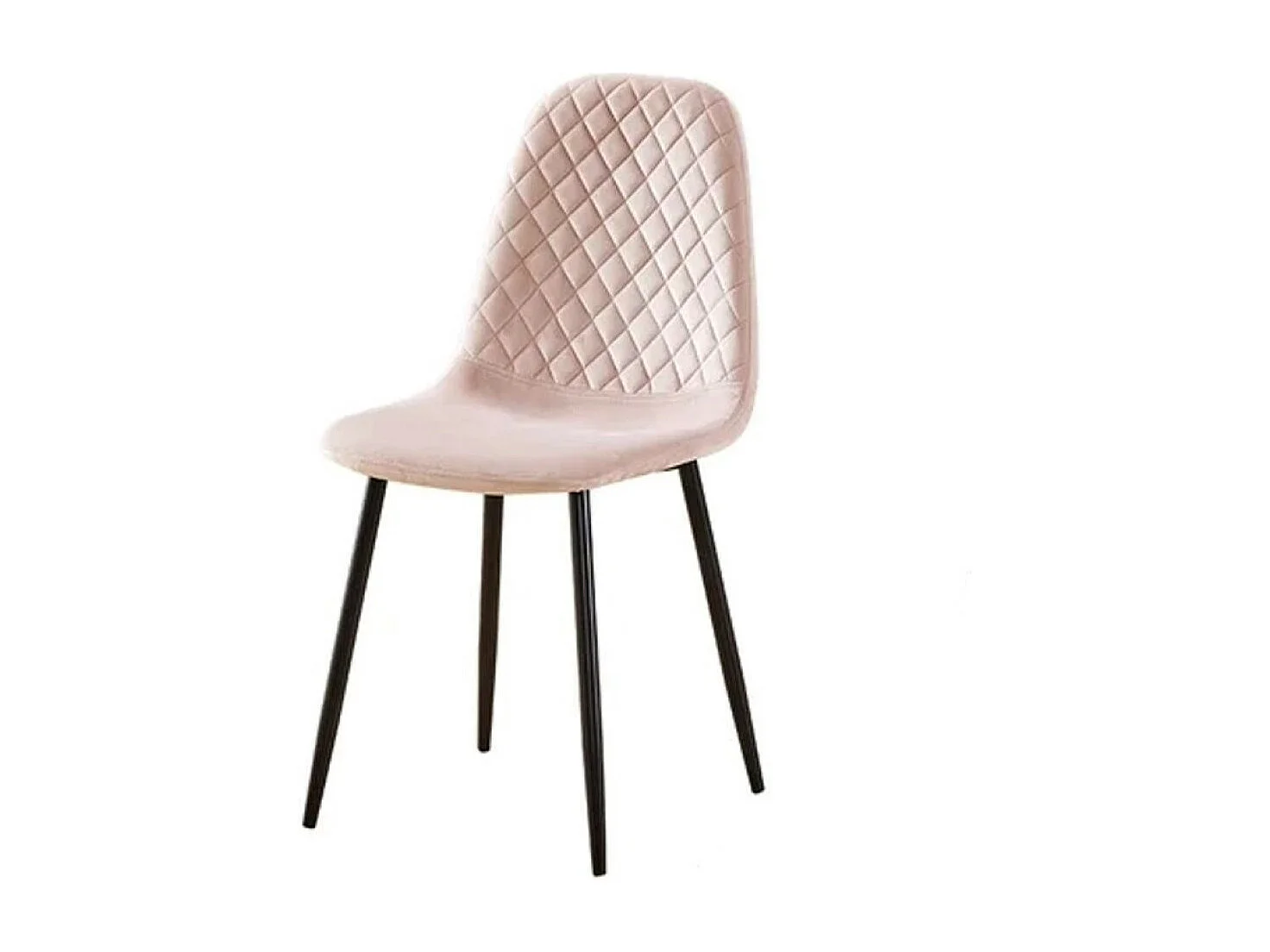 Lot de 4 chaises - tissu et métal noir - rose - BACARD