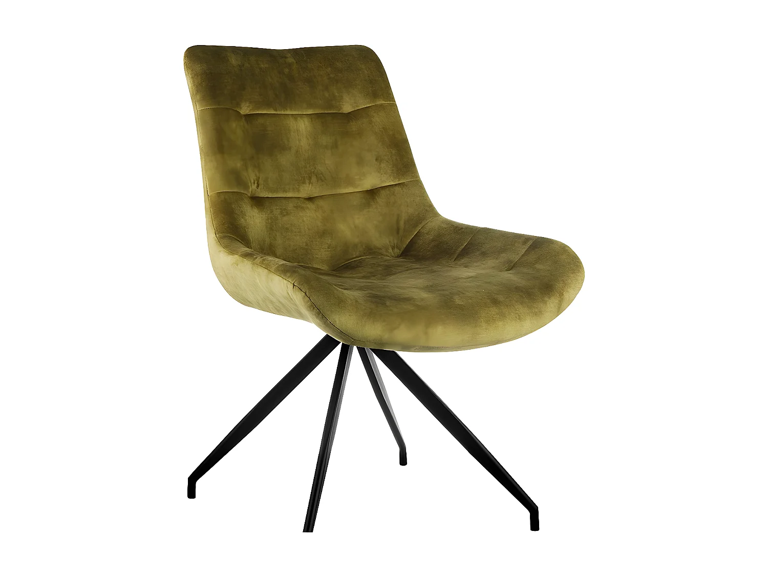 Stuhl 2er-Set - Stoff & schwarzes Metall - Grün - LENINA