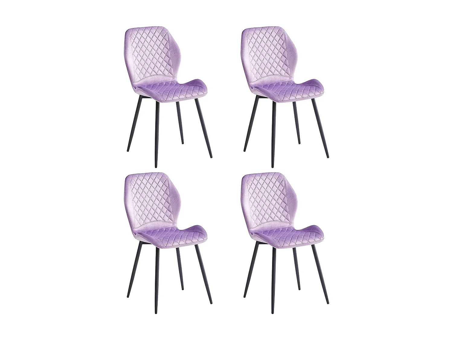 Stuhl 4er-Set - Stoff & schwarzes Metall - lila - LASTA