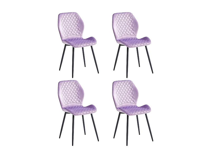 Lot de 4 chaises - tissu et métal noir - violet - LASTA