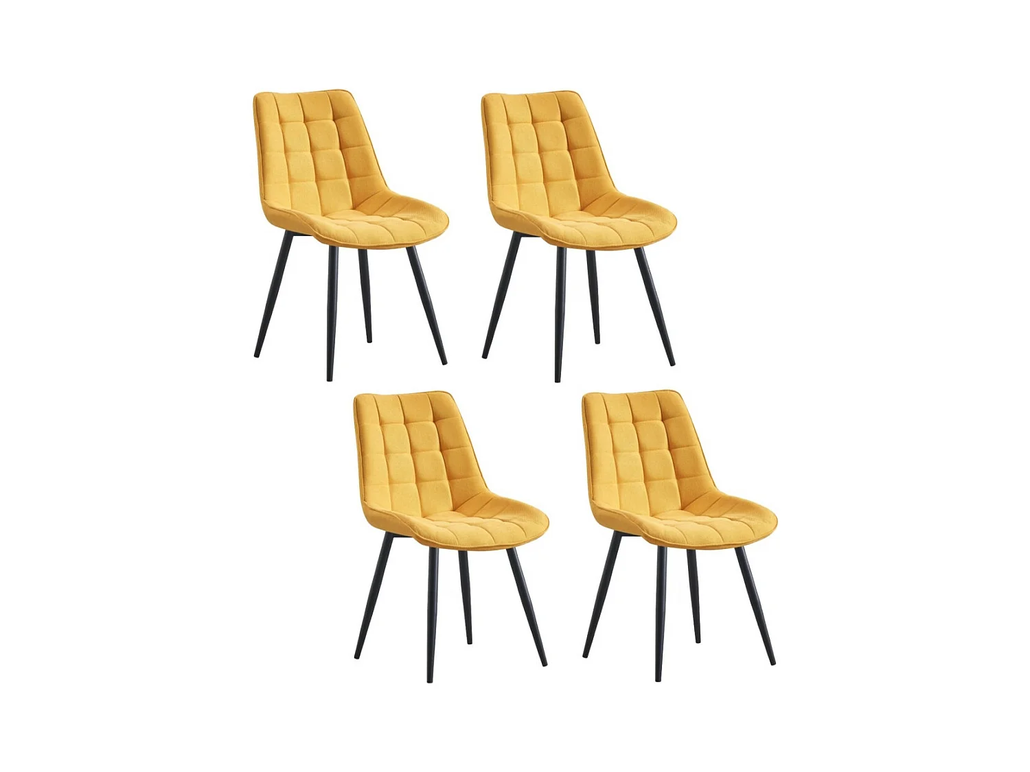 Lot de 4 chaises - tissu et métal noir - jaune - MARGO