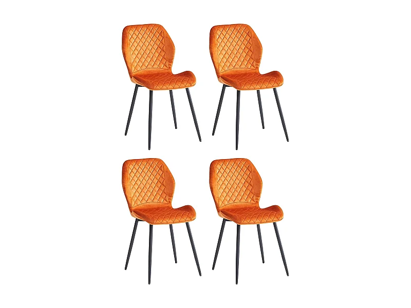 Stuhl 4er-Set - Stoff & schwarzes Metall - Orange - LASTA