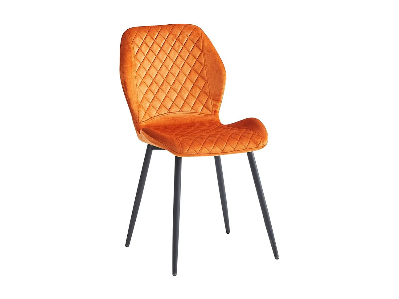 Lot de 4 chaises - tissu et métal noir - orange - LASTA