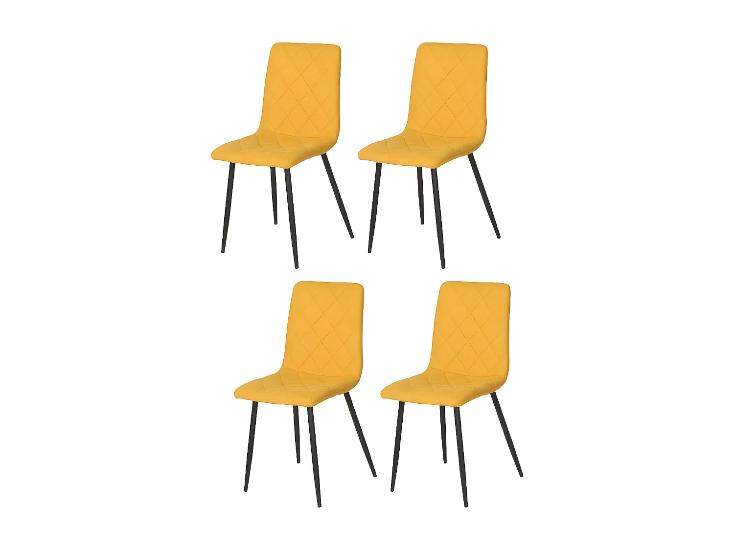 Lot de 4 chaises - tissu et métal noir - Curry - DALIA