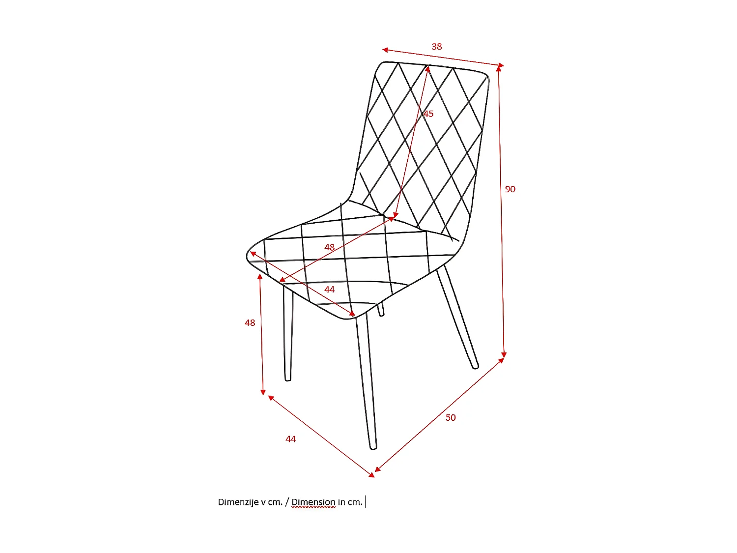 Lot de 4 chaises - tissu et métal noir - Curry - DALIA