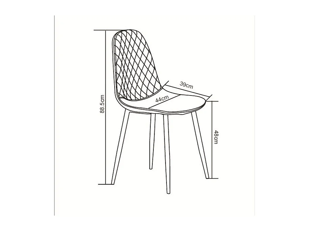 Stuhl 4er-Set - Stoff & schwarzes Metall - orange - BACARD