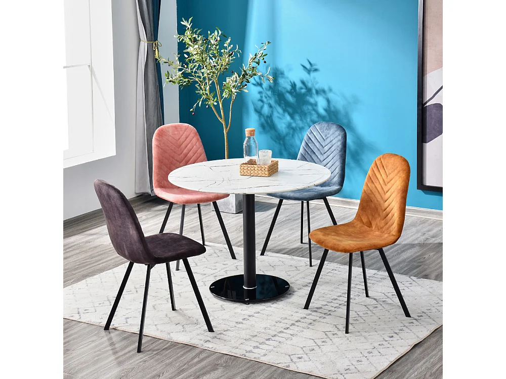 Set van 4 stoelen - stof & zwart metaal - blauw - CELISA