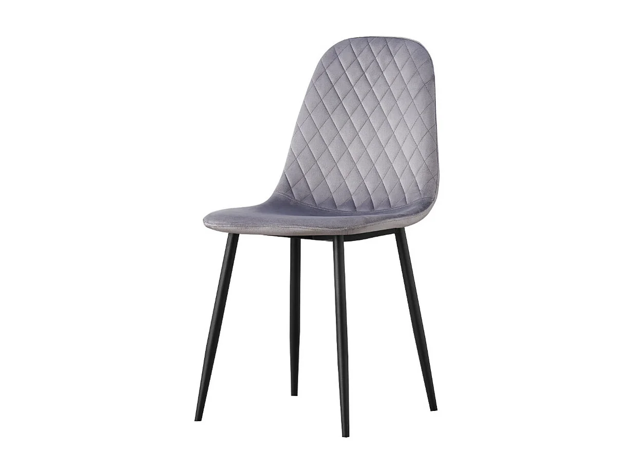 Stuhl 4er-Set - Stoff & schwarzes Metall - Grau - BACARD