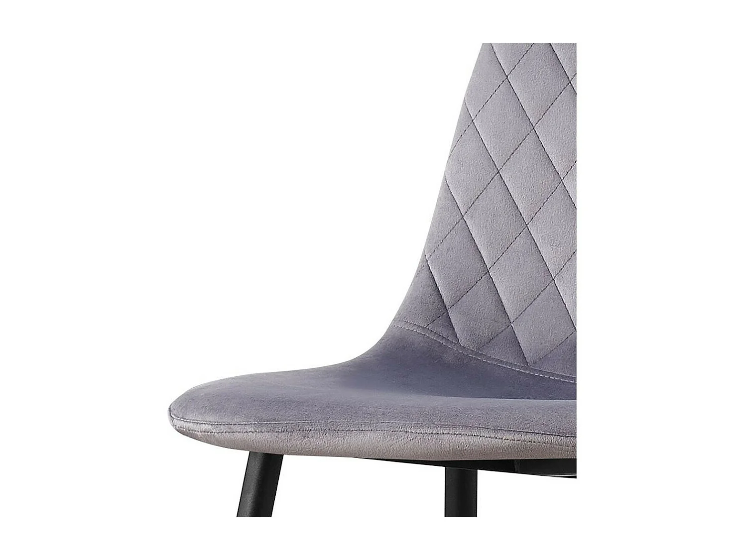 Stuhl 4er-Set - Stoff & schwarzes Metall - Grau - BACARD