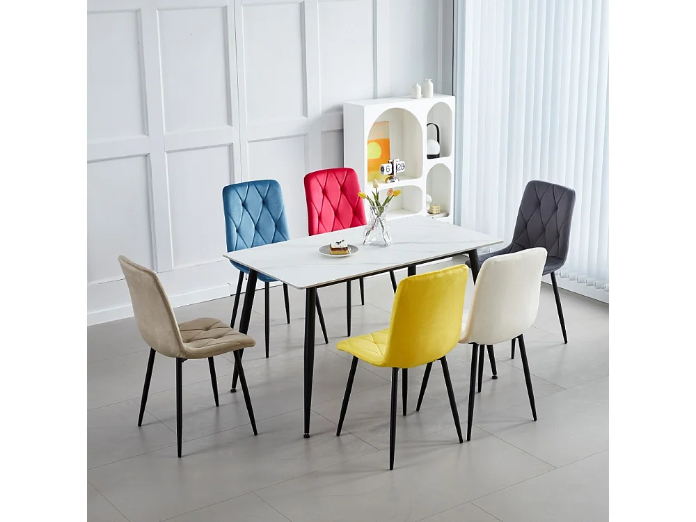 Set van 4 stoelen - stof & zwart metaal - beige - MELKO