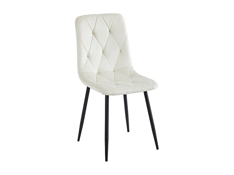 Lot de 4 chaises - tissu et métal noir - beige - MELKO