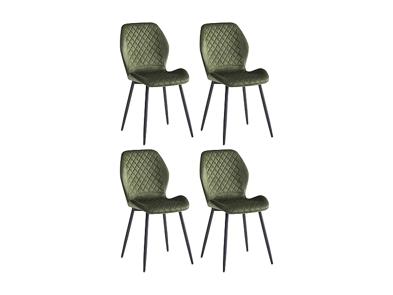 Set di 4 sedie - tessuto e metallo nero - verde - LASTA