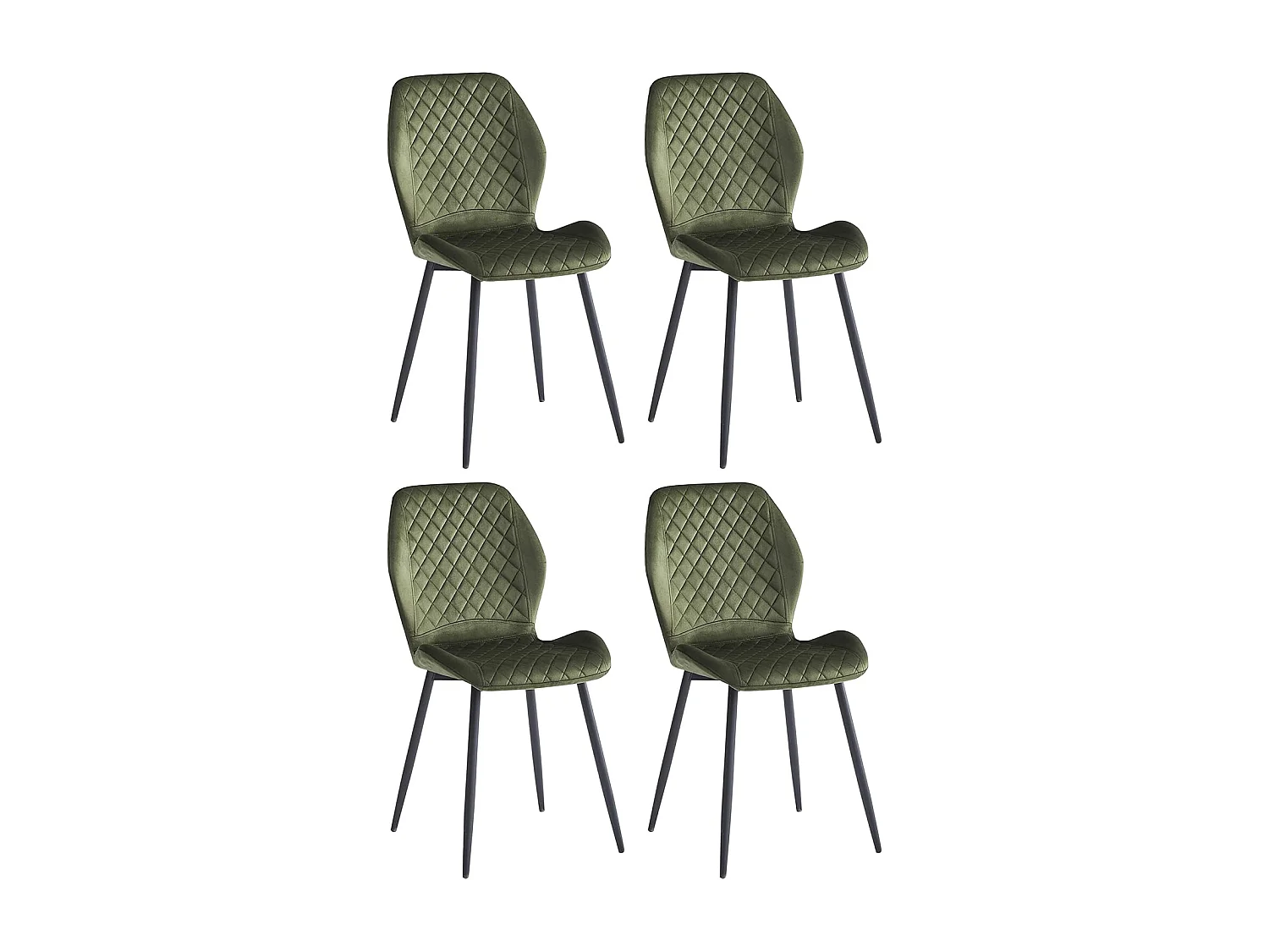 Lot de 4 chaises - tissu et métal noir - vert - LASTA